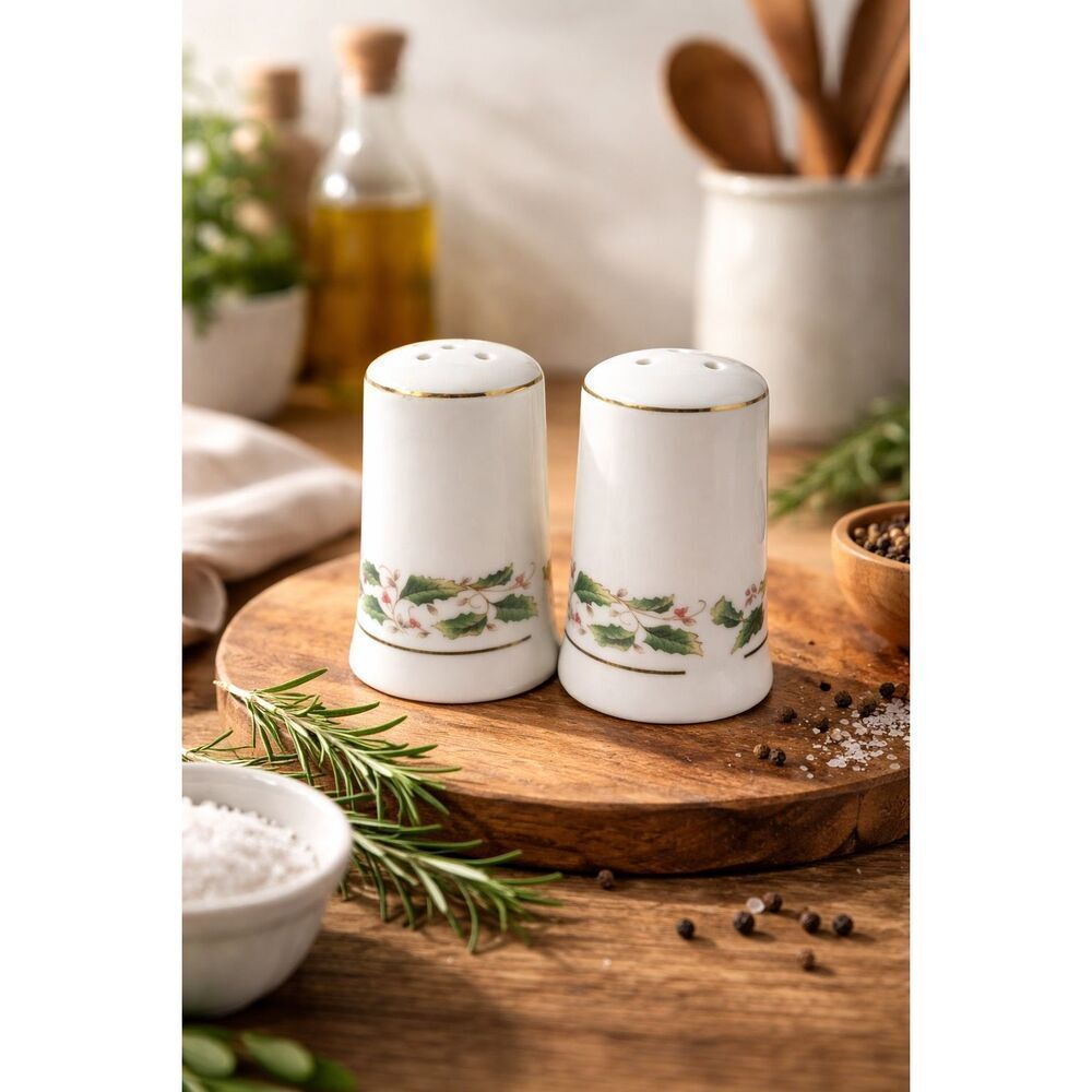 ROYAL LIMITED HOLLY HOLIDAY SALT & PEPPER SHAKER SET